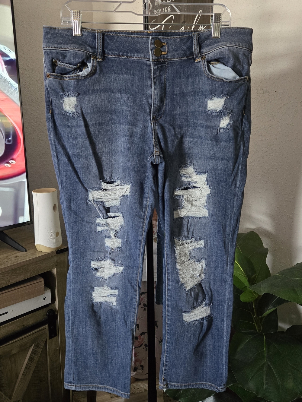 Soho Women's Skinny Distressed Blue Jeans